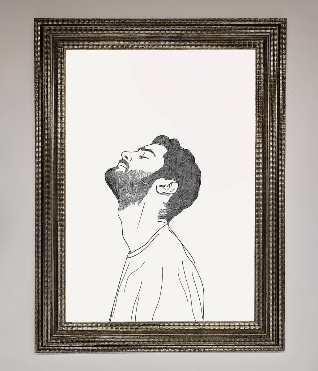 The Man In The Morning Line Art Framed Print - Zestio
