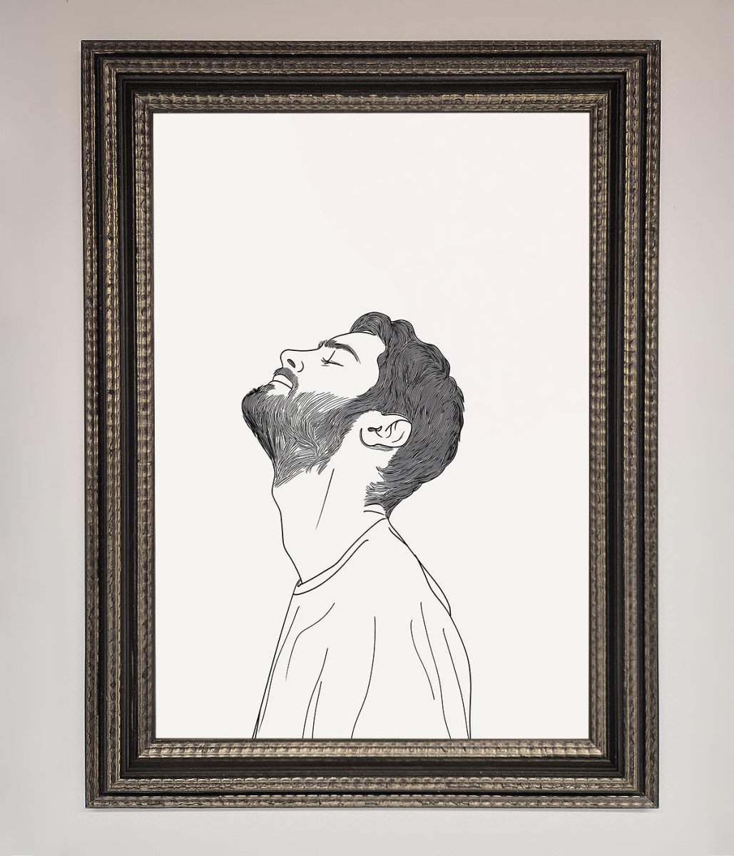 The Man In The Morning Line Art Framed Print - Zestio