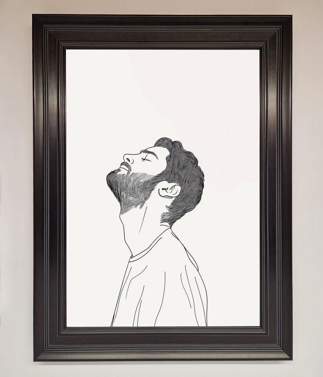 The Man In The Morning Line Art Framed Print - Zestio