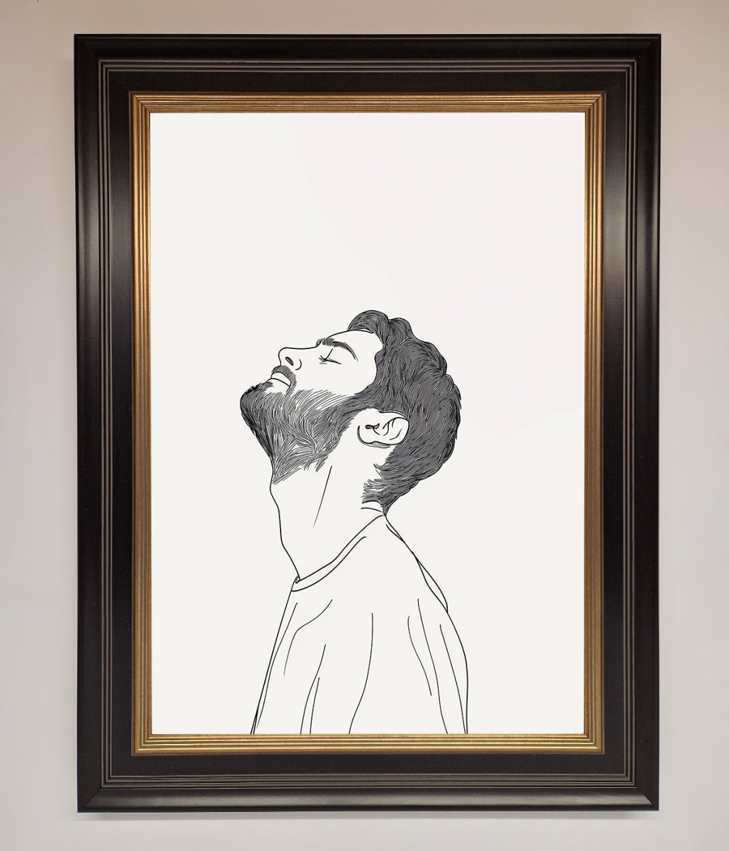 The Man In The Morning Line Art Framed Print - Zestio
