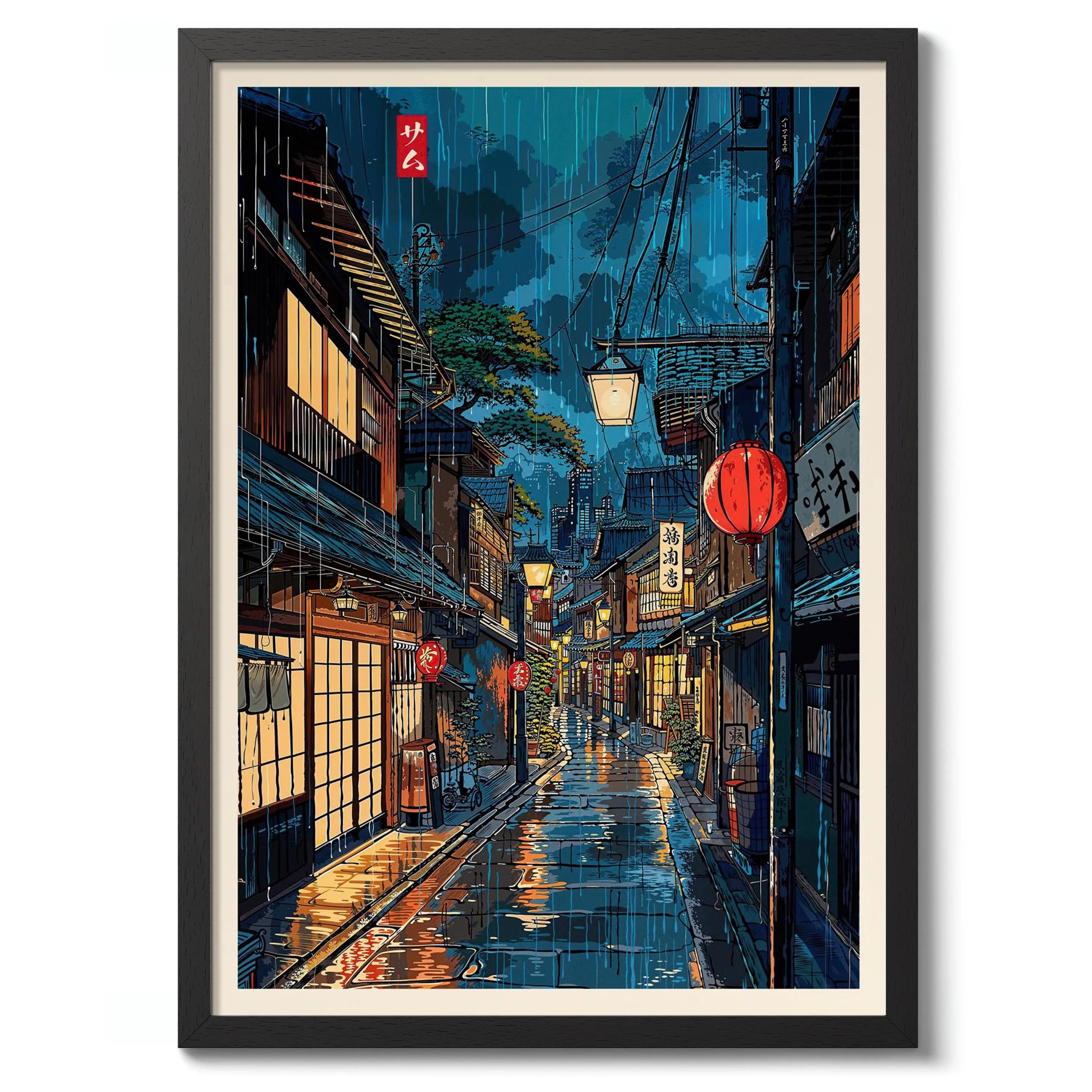Tokyo City Street View Wall Poster – Modern Night Scene Art Print | DArtano