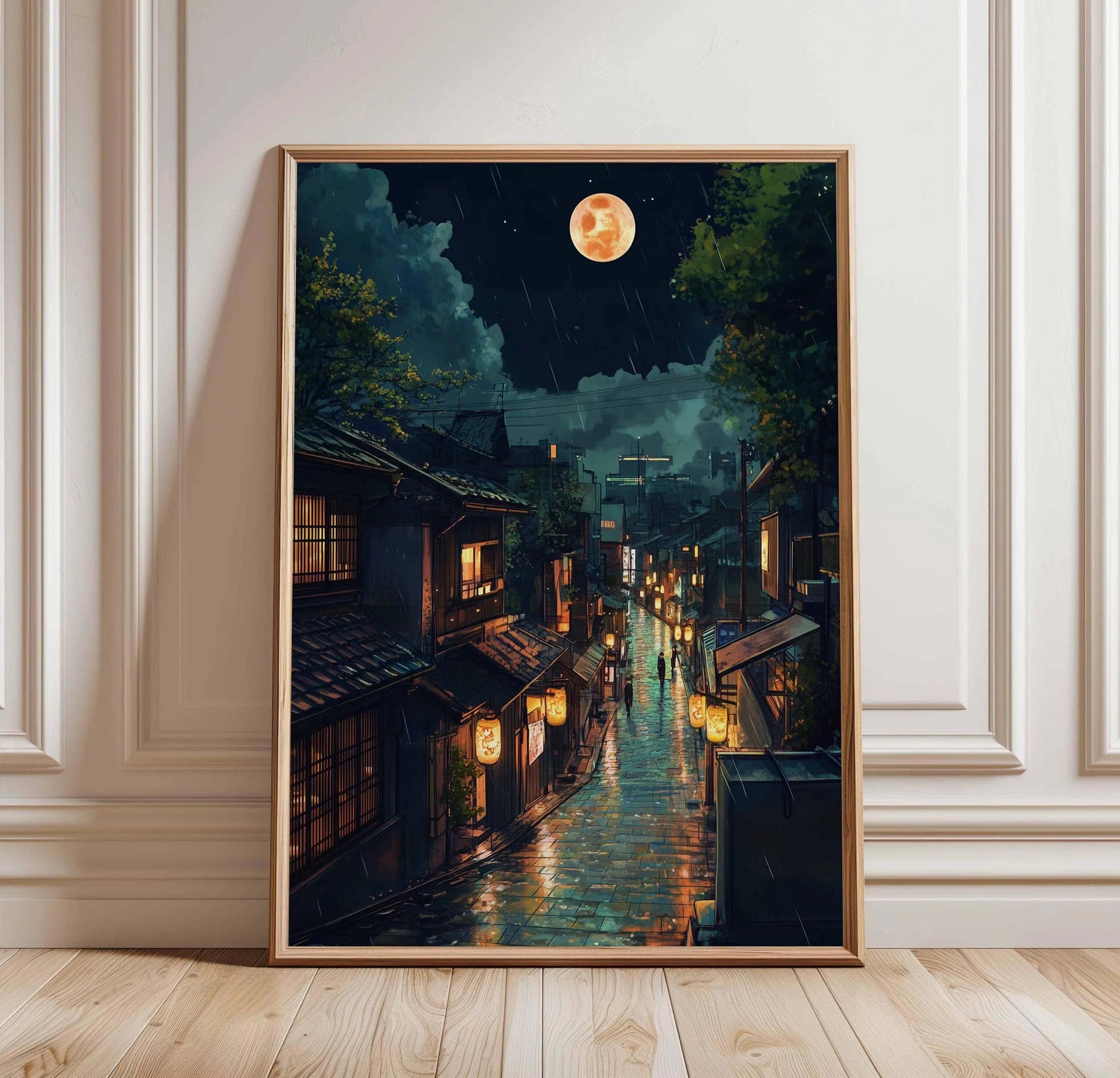 Tokyo City Street View Wall Poster – Modern Night Scene Art Print | DArtano