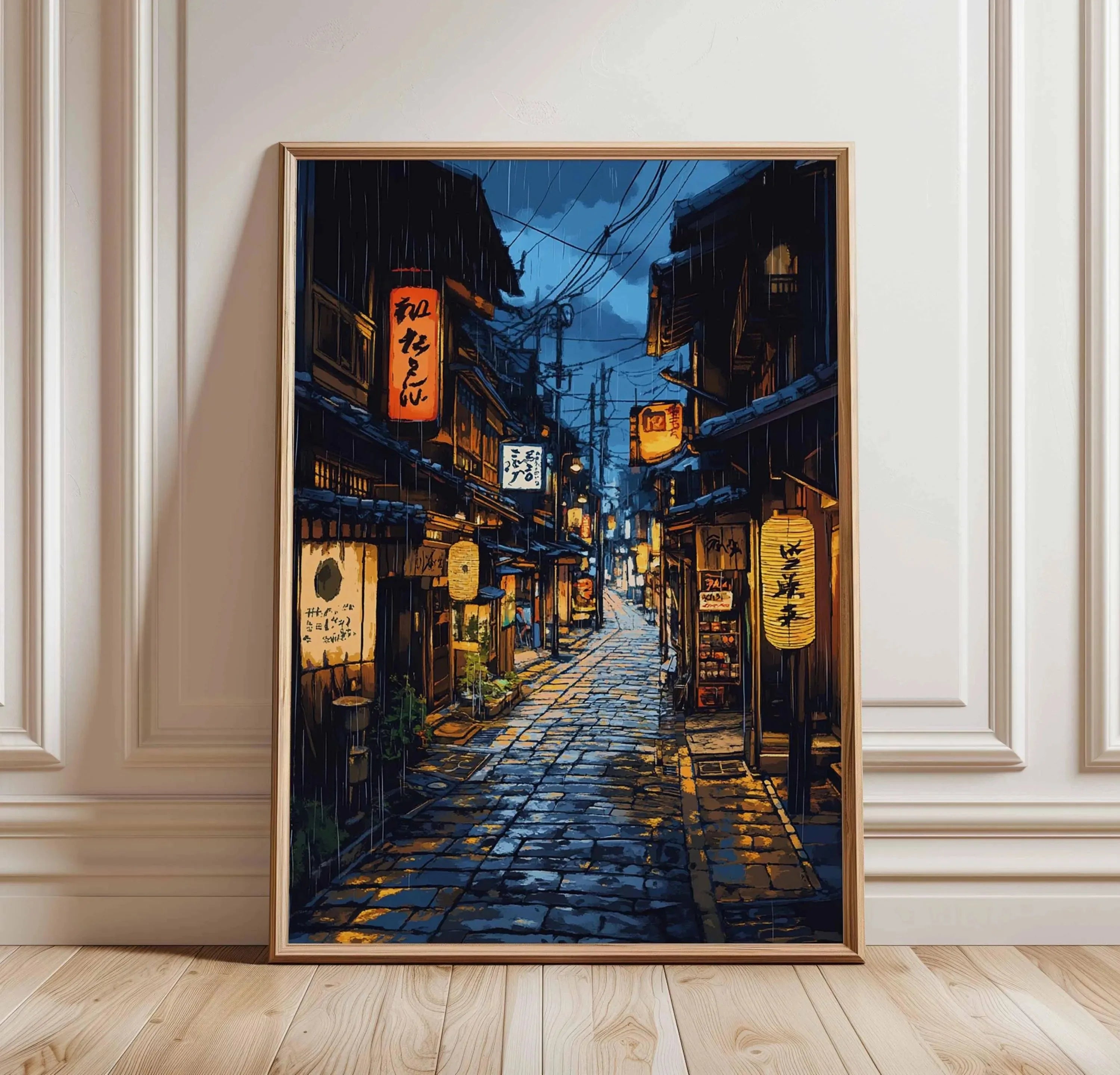 Tokyo City Street View Wall Poster – Modern Night Scene Art Print | DArtano