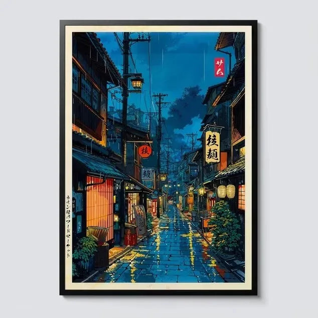 Tokyo City Street View Wall Poster – Modern Night Scene Art Print | DArtano