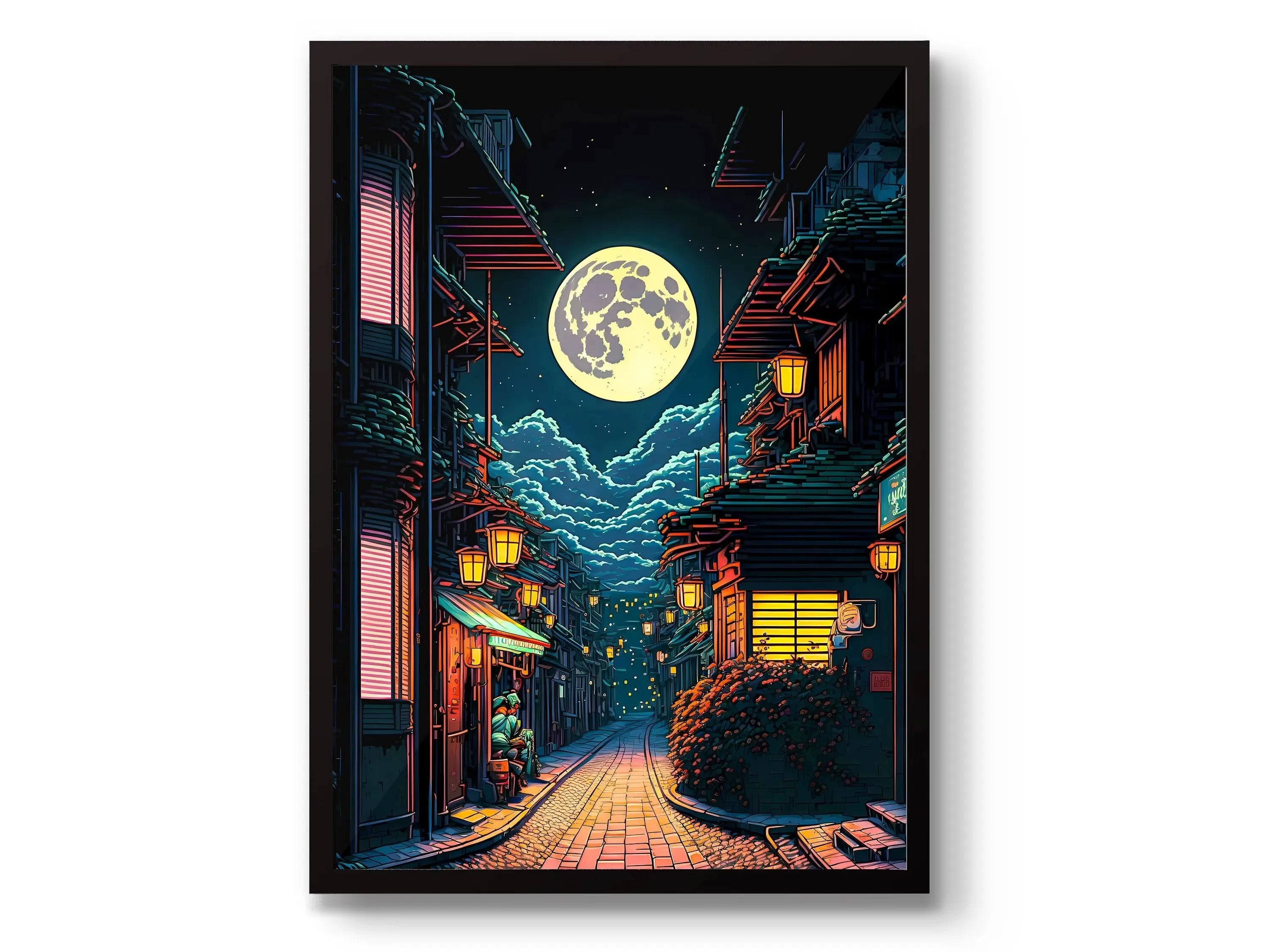 Tokyo City Street View Wall Poster – Modern Night Scene Art Print | DArtano