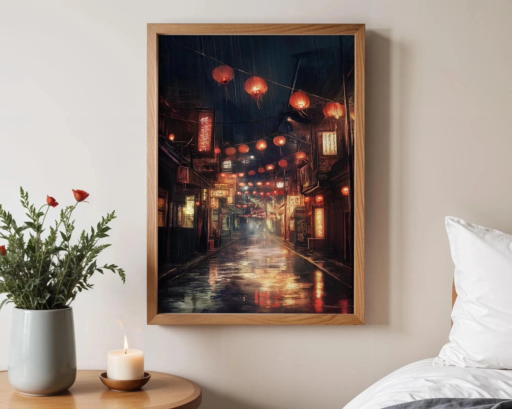 Tokyo City Street View Wall Poster – Modern Night Scene Art Print | DArtano
