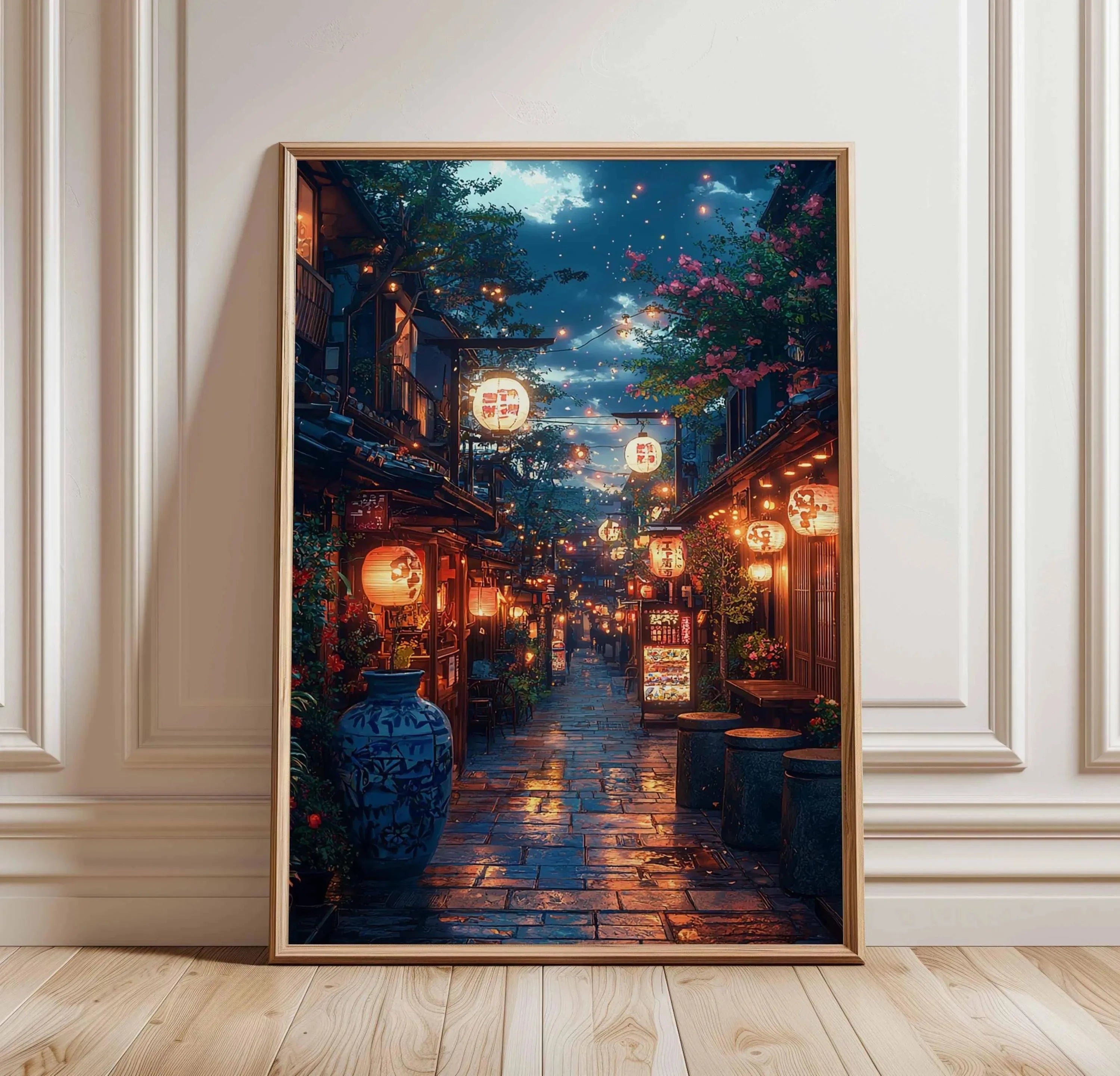 Tokyo City Street View Wall Poster – Modern Night Scene Art Print | DArtano