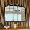 Tomi - Black & Gold Metal Arched Lattice Window Mirror - 95cm x 120cm - Zestio