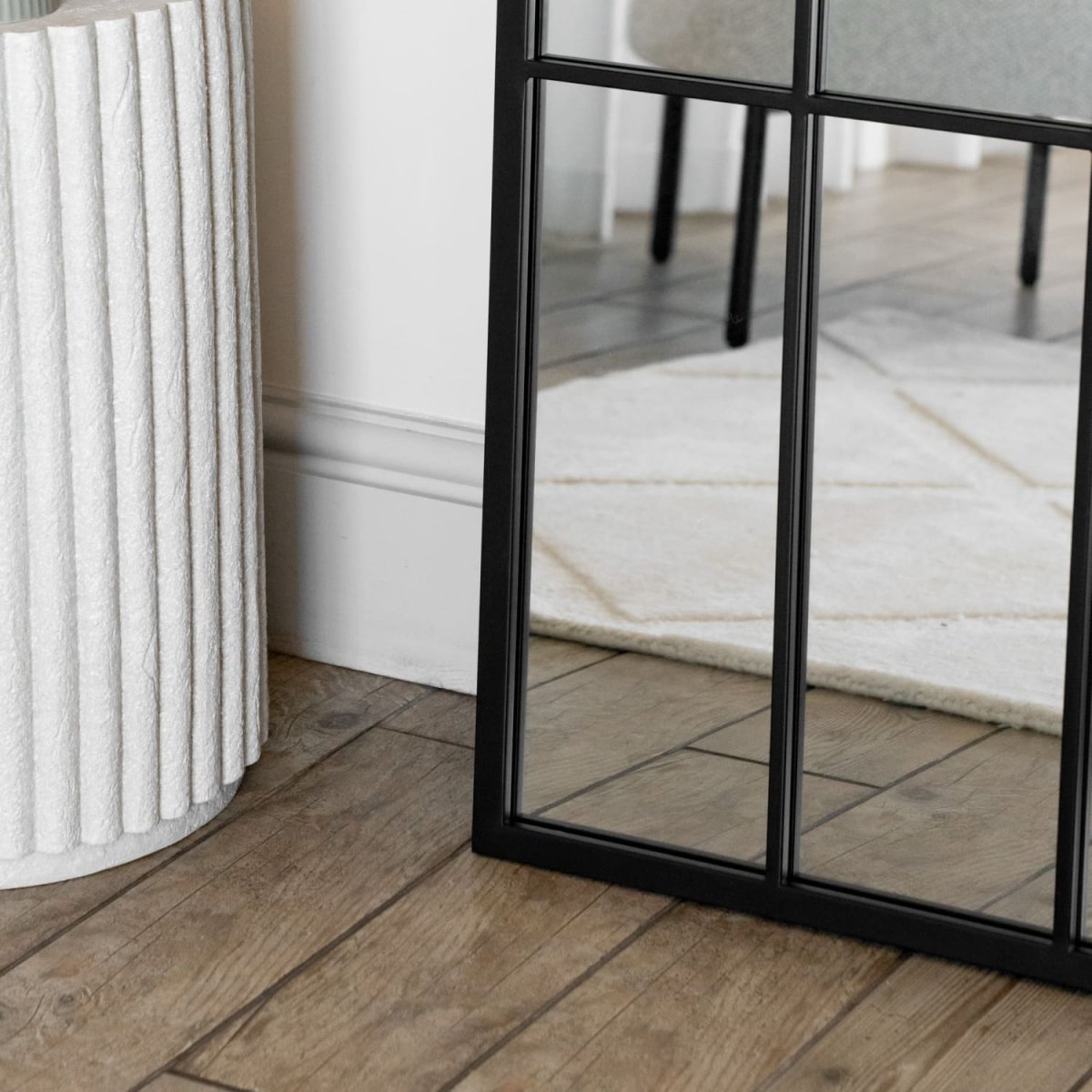 Tomi - Full Length Black Metal Arched Lattice Window Mirror - 150cm x 60cm. - Zestio