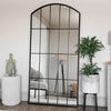 Tomi - Full Length Black Metal Arched Lattice Window Mirror - 180cm x 90cm - Zestio