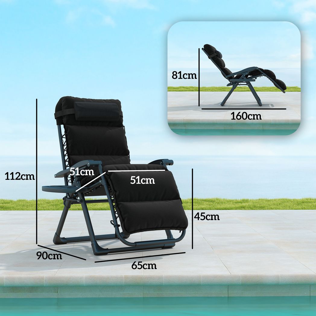Outsunny 2 Pieces Zero Gravity Chairs, Reclining Folding Sun Lounger