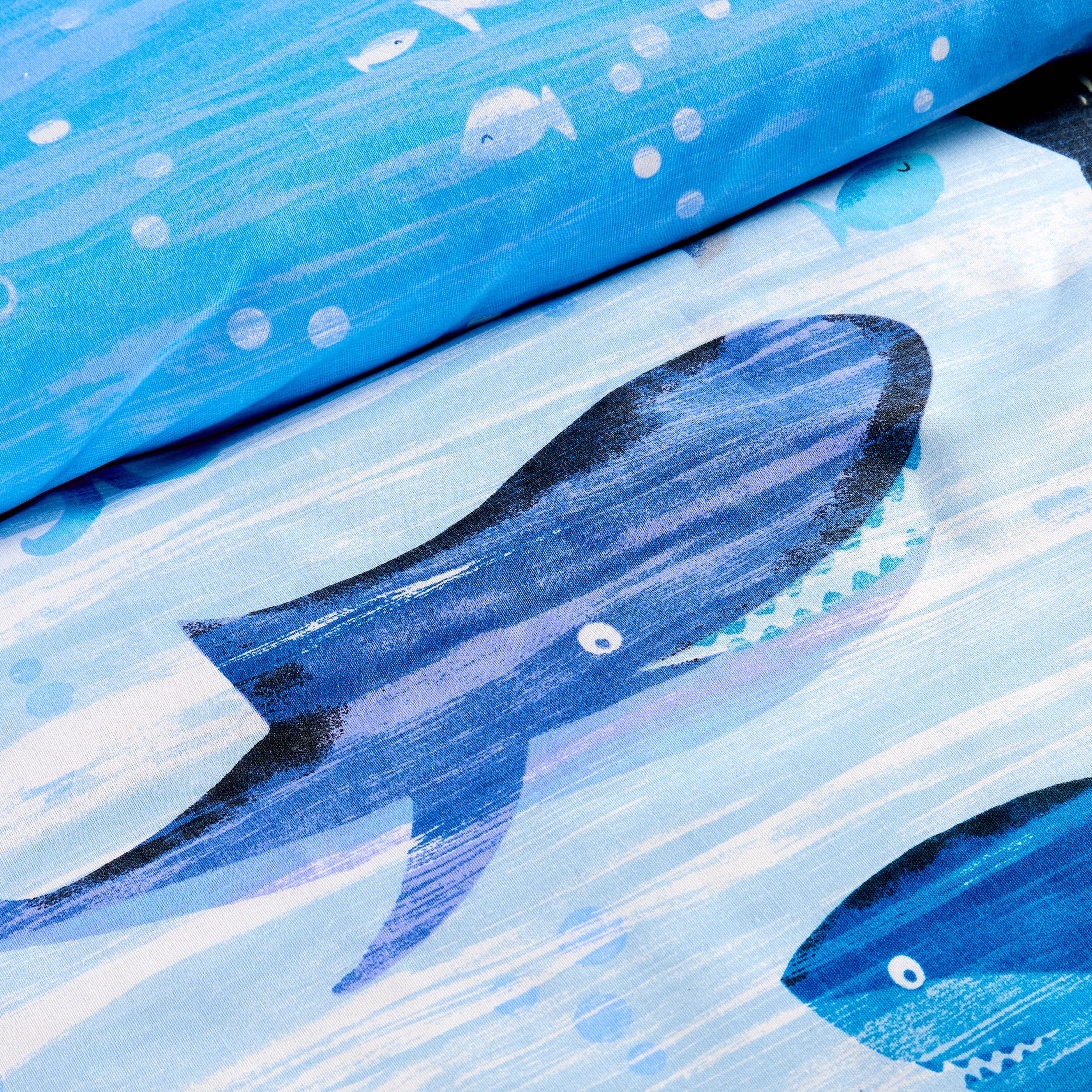 OLIVIA ROCCO Duvet Cover Set For Kids For Boys And Girls Sharks And Whales Reversible Soft Cotton Marine Life Bedding With Curtains