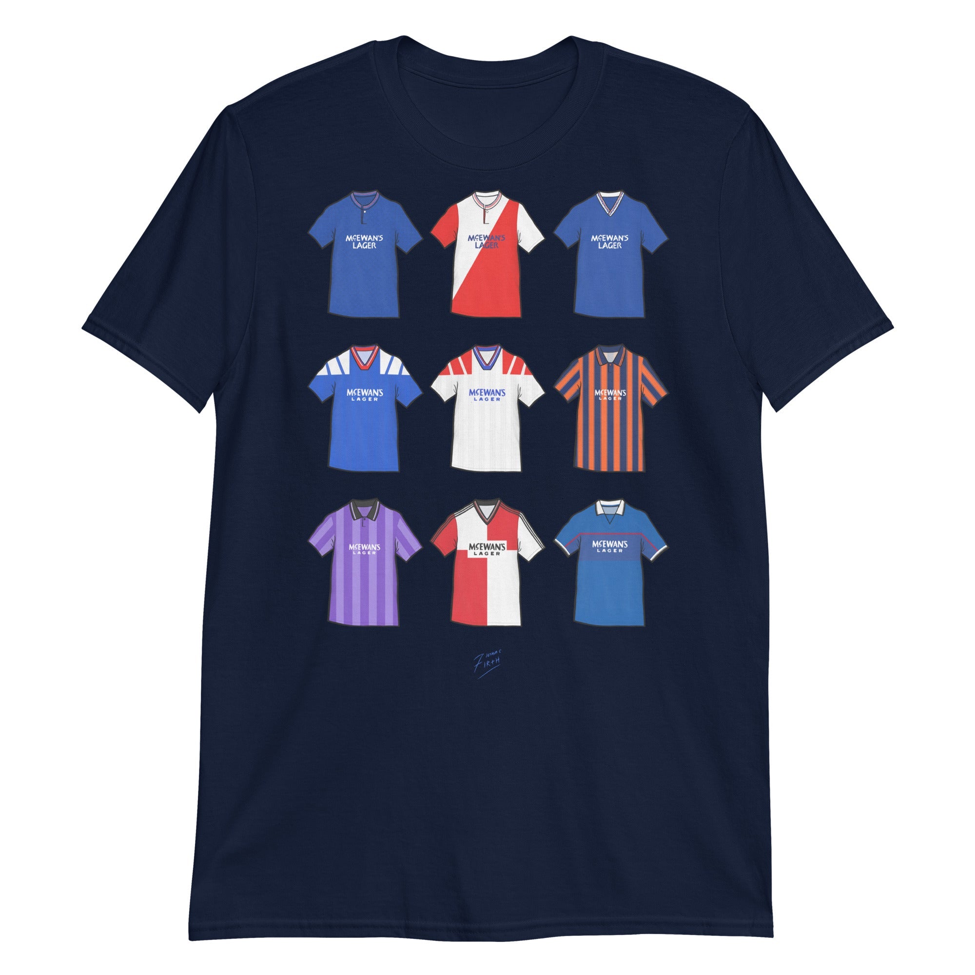 Rangers Retro Shirts Illustrated Football T-Shirt