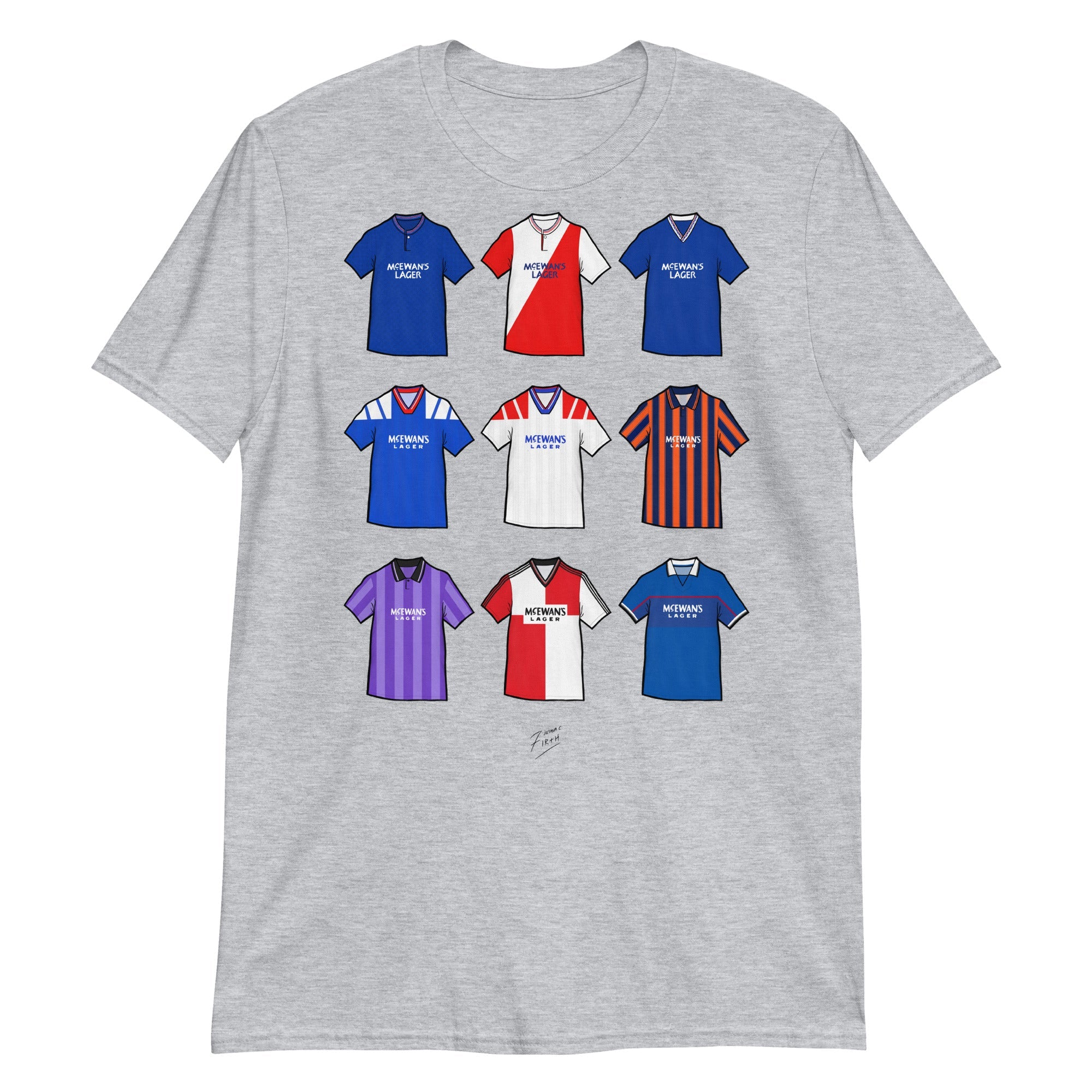Rangers Retro Shirts Illustrated Football T-Shirt