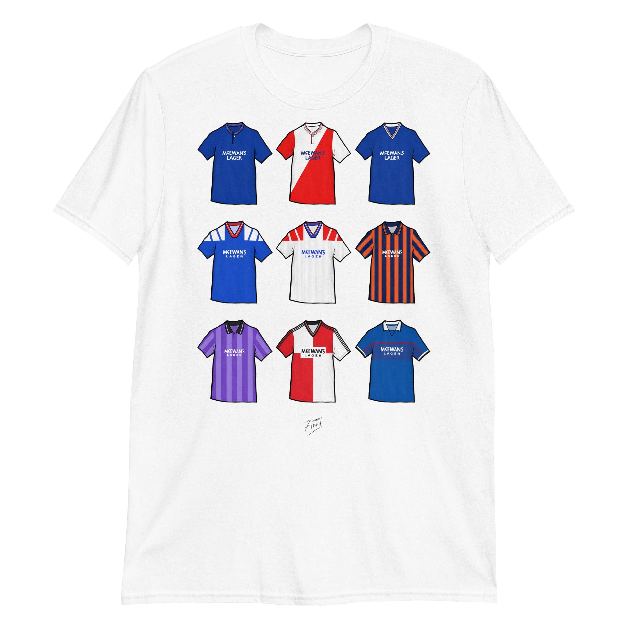 Rangers Retro Shirts Illustrated Football T-Shirt