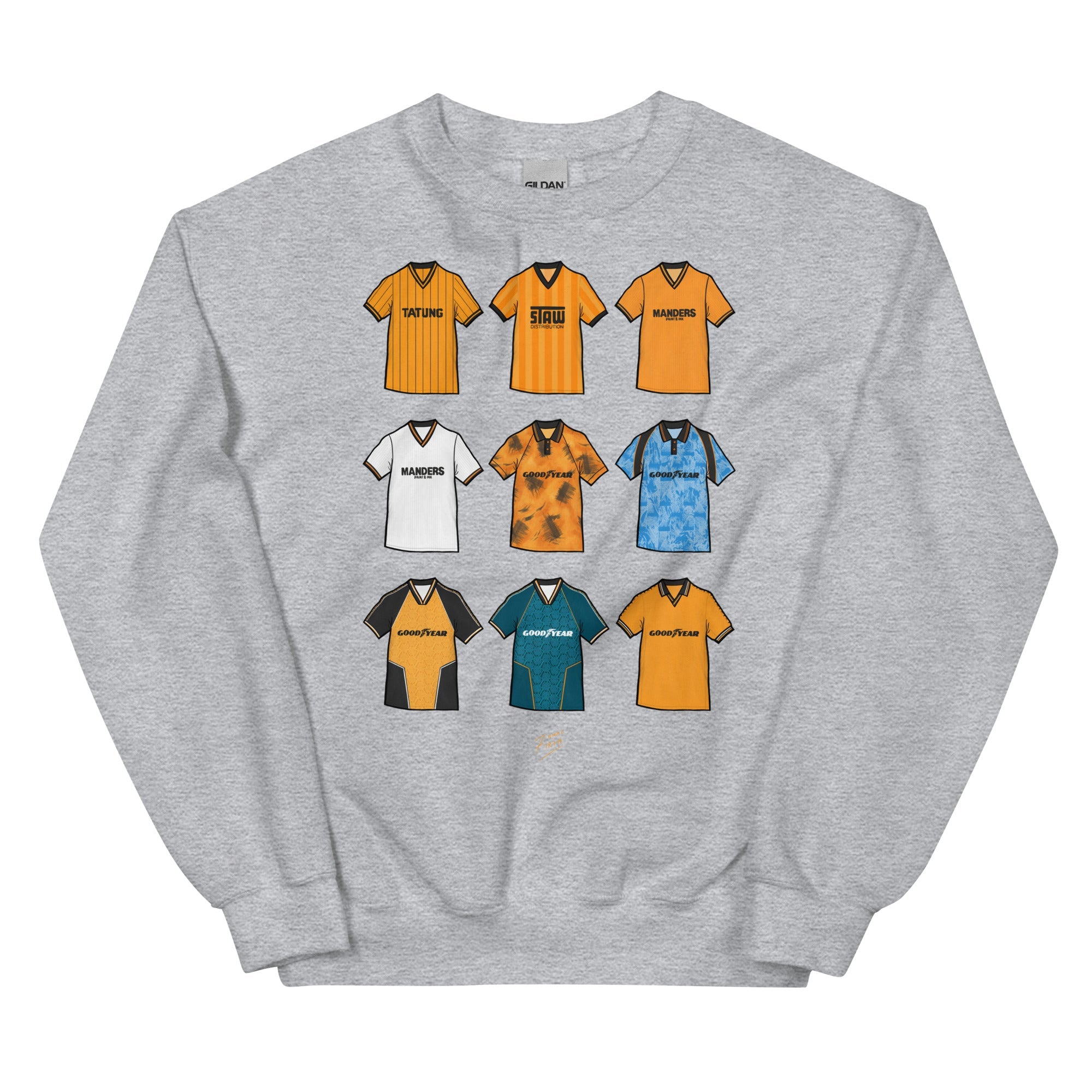 Wolverhampton Retro Shirts Unisex Themed Sweatshirt (9 Classic Shirt Artwork)