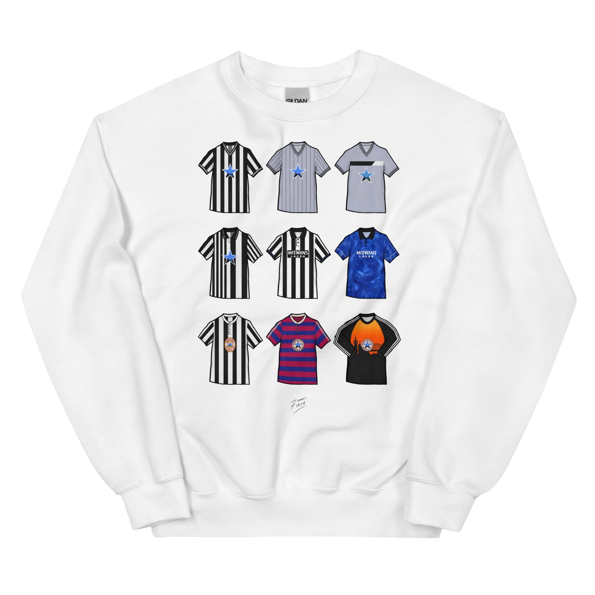Newcastle Retro Shirts Illustrated Football Sweatshirt