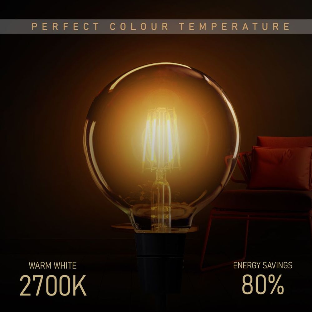 6 Pack E27 LED Edison Dimmable Vintage Amber Glass Warm white 2700K Light Bulbs