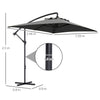 Outsunny 3 m Cantilever Parasol with Cross Base, Crank Handle, 6 Ribs, Grey