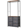 175x83cm Freestanding Clothes Hanger Storage Unit - SteelBlack Brown Coat Rack