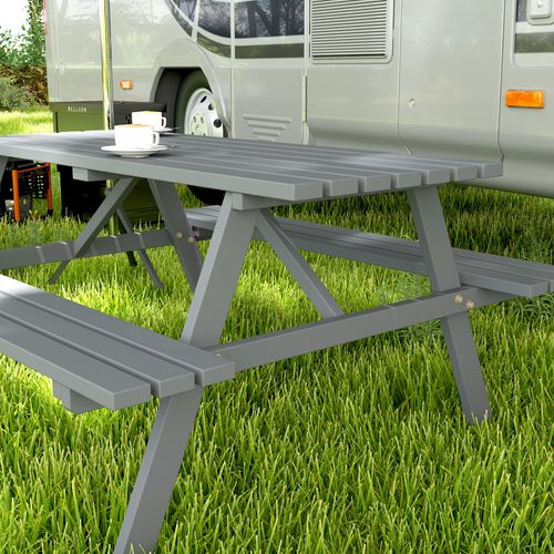 Outsunny Outdoor Wooden Picnic Table Bench Garden Patio Pub Chair 4 Seats