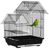 Premium Metal Bird Cage - Plastic Perch, Food Container, Swing Ring, Handle - Black
