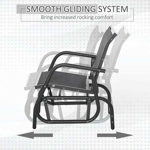 Outdoor Gliding Swing Chair Garden Seat w/ Mesh Seat Curved Back Steel Frame