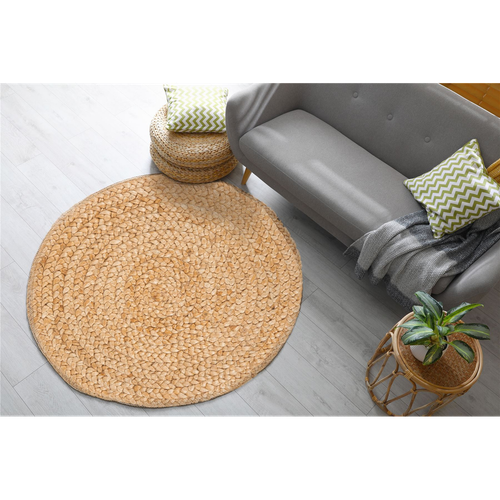 Heaton Circle Woven Jute 120x120cm Natural Rug
