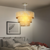 HOMCOM Boho Hemp Rope Pendant Light, Ceiling Light for Bedroom, Light Brown