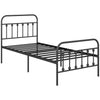 HOMCOM 3ft Metal Single Platform Bed Frame w/ Underbed Storage Headboard