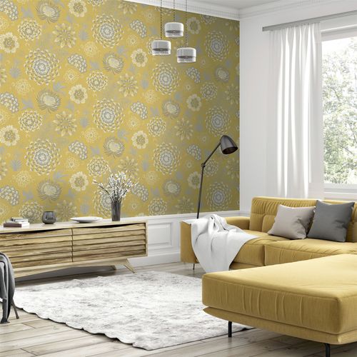 Vintage Bloom Mustard Yellow sw12 wallpaper