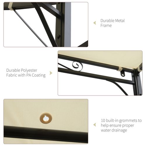 Patio Gazebo UV Light Rain Resistant Canopy White Black 300L x 250W x 200-250Hcm