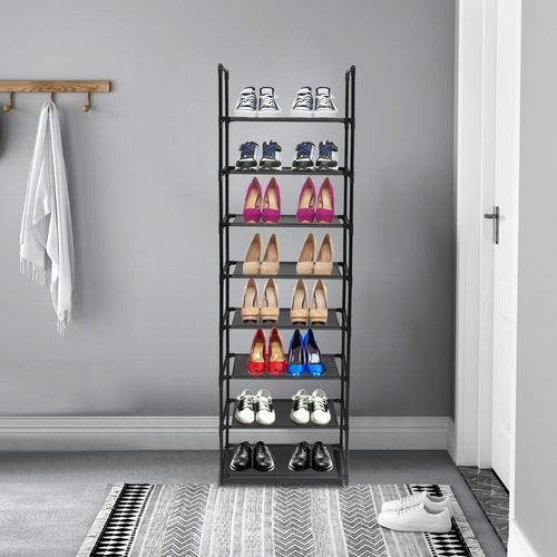 8 Tiers Shoe Rack Stainless Steel Frame Holds 16-20 Pairs Of Shoes