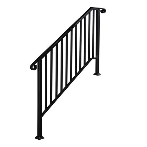 Artisasset Matte Black Outdoor 4 Level Iron Handrail