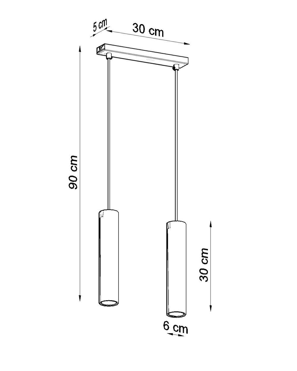 Pendant lamp LAGOS 2 - Black Round Tube Shape - Modern Loft Design - LED GU10
