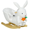 HOMCOM Kids Rabbit-Shaped Rocking Horse with Realistic Sounds Safety Belt  White