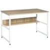 2-Tier Writing Desk Metal Frame Smooth Shelves Storage Shelf Oak Colour