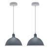 2Pack Dome-Shaped Metal Pendant Lights | Sturdy & Stylish Grey Loft Design | Ideal for Home & Commercial Spaces