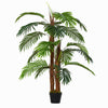 Outsunny 120cm/4FT Artificial Palm Tree Decorative Plant w/ 19 Leaves Nursery Pot Fake Plastic Indoor Outdoor Greenery Home Office Décor