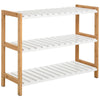 HOMCOM 3-Tier Shoe Rack Wood Frame Slatted Shelves Open Hygienic Storage 57x70cm