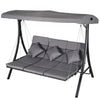 Outsunny Steel Pipe Garden Swing Chair | 3-Seater | Grey | Weather-resistant | Adjustable Canopy | 270kg Capacity