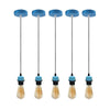 Industrial Blue Pendant Light Fitting, Lampshade Addable E27 Holder - 5 Pack - High Quality