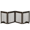 PawHut Freestanding Pet Gate 4 Panel Wooden Dog Barrier Folding Safety Fence with Support Feet up to 204cm Long 61cm Tall for Doorway Stairs Brown