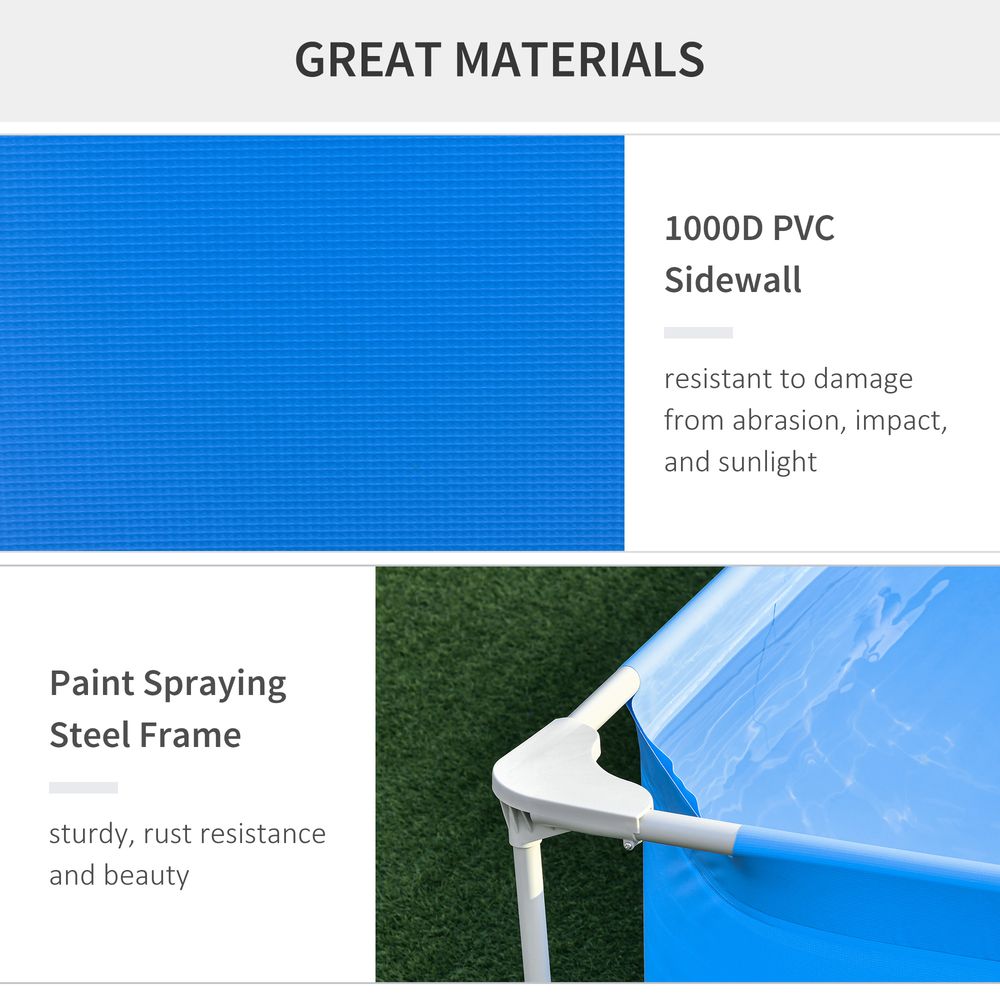 Steel Frame Pool & Filter Pump & Cartridge Rust Resistant 252 x 152 x 65cm Blue