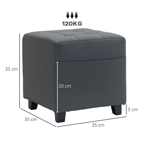 HOMCOM Small Footstool Square Ottoman with Padded Seat for Living Room Grey