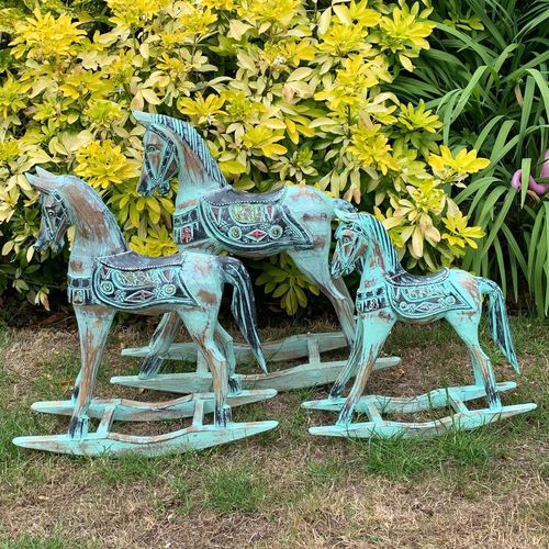 50CM/40CM/30CM SET 3 BLUE ROCKING HORSE
