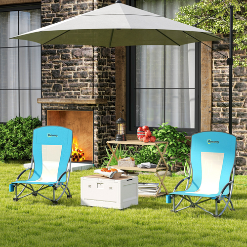 Outsunny Set of 2 Folding Beach Chair, Camping Chair with Carry Bag