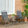 Outsunny Patio Bistro Set Folding Chairs & Coffee Table for Balcony, Dark Grey