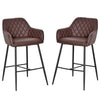 Stylish Retro PU Leather Bar Chairs Set w/ Footrest - High Quality Metal Frame - Set of 2