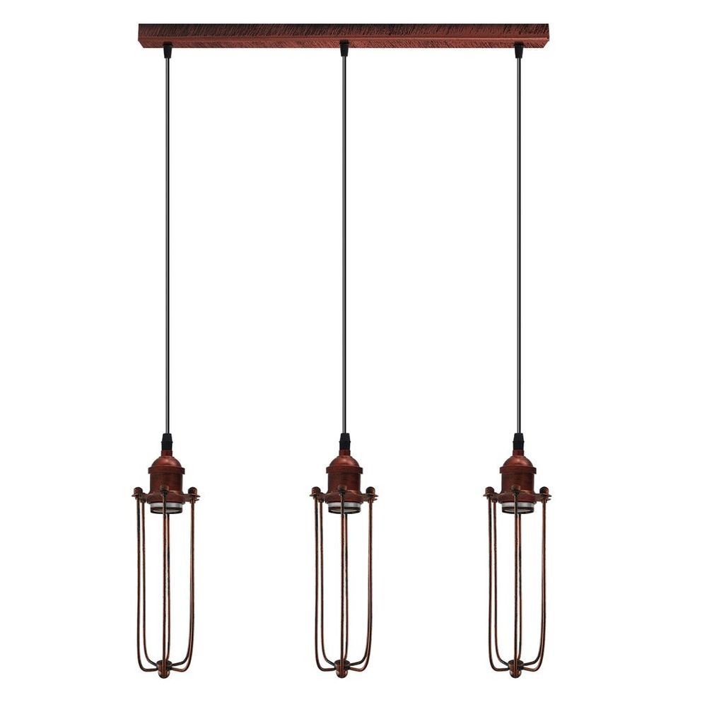 Vintage Industrial Rustic Red Pendant Light Cage Lamp - High Quality Metal, Long Wire - E27 Base
